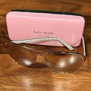 kate spade blossom Rose Gold Aviator Sunglasses with Pink Case